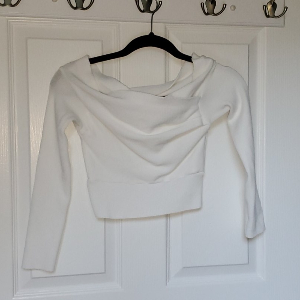 Off the shoulder crop top sweater